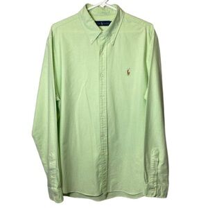 Ralph Lauren Soft Touch Men Sz XL Green Button Down Oxford Flesh Pony Polo Shirt